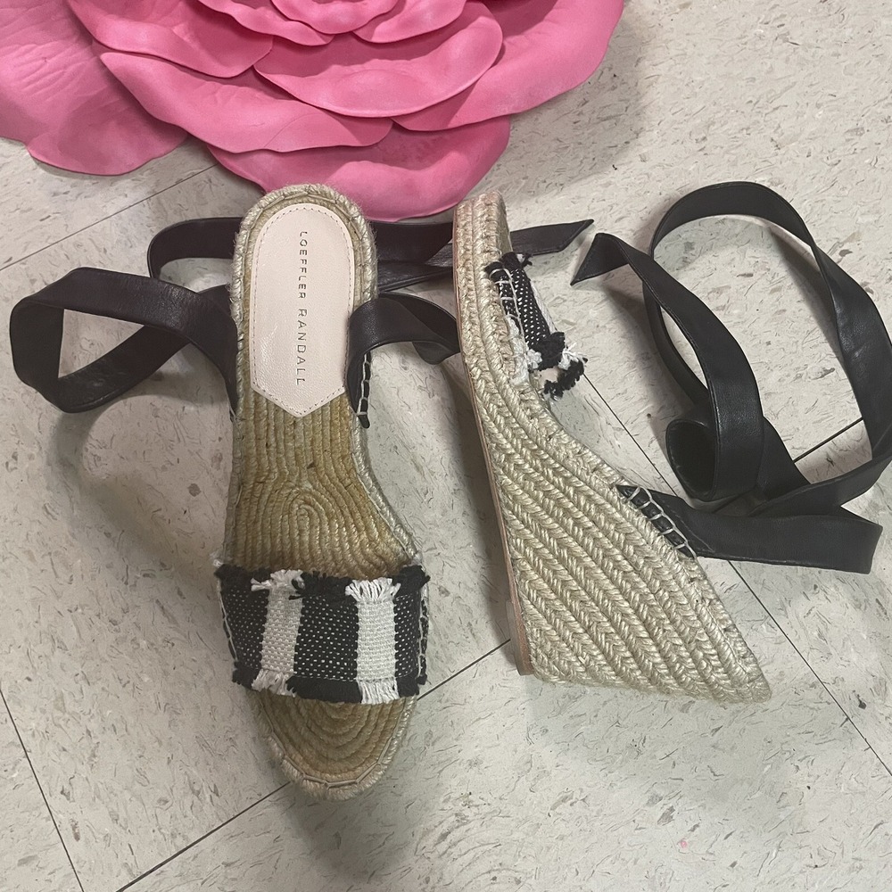 LOEFFLER RANDALL Womens Sz 8B Strappy Wrap Around Espadrille Wedges